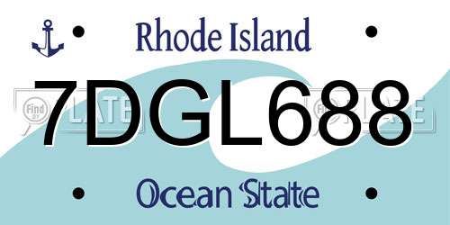 7DGL688 Rhode Island License Plate