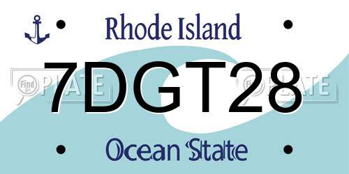 7DGT28 Rhode Island License Plate