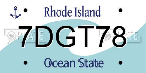 7DGT78 Rhode Island License Plate