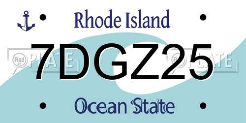 7DGZ25 Rhode Island License Plate