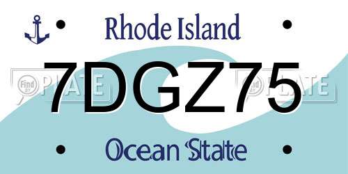 7DGZ75 Rhode Island License Plate