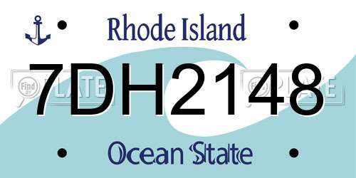 7DH2148 Rhode Island License Plate