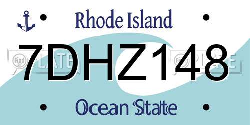 7DHZ148 Rhode Island License Plate