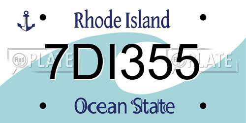 7DI355 Rhode Island License Plate