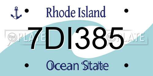 7DI385 Rhode Island License Plate