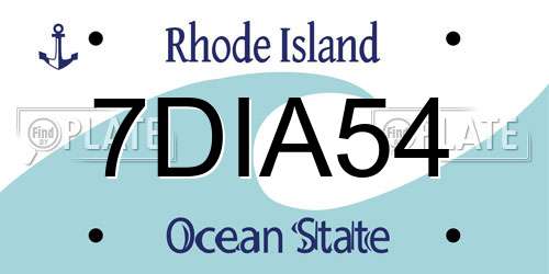 7DIA54 Rhode Island License Plate