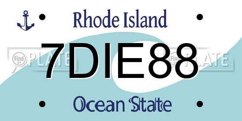 7DIE88 Rhode Island License Plate