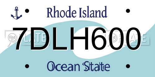 7DLH600 Rhode Island License Plate