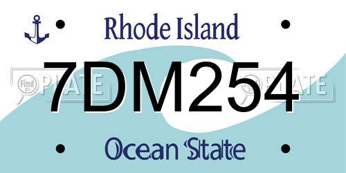 7DM254 Rhode Island License Plate