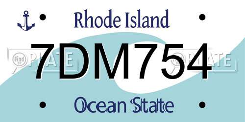 7DM754 Rhode Island License Plate