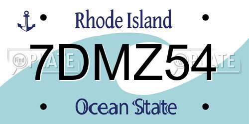 7DMZ54 Rhode Island License Plate