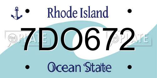 7DO672 Rhode Island License Plate