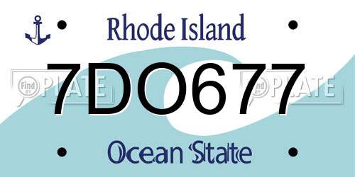 7DO677 Rhode Island License Plate