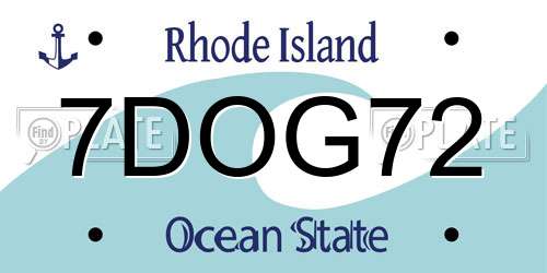 7DOG72 Rhode Island License Plate