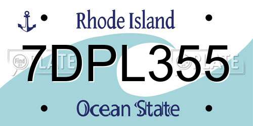 7DPL355 Rhode Island License Plate