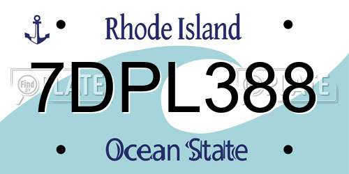 7DPL388 Rhode Island License Plate