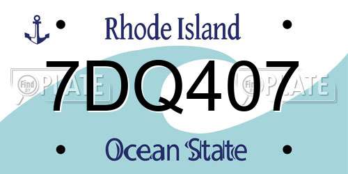 7DQ407 Rhode Island License Plate
