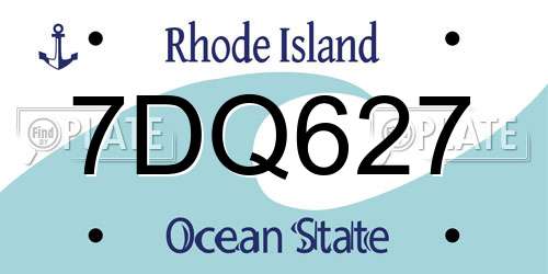 7DQ627 Rhode Island License Plate