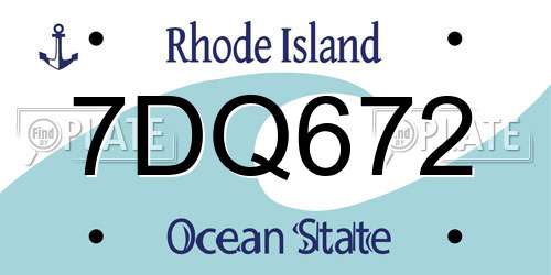 7DQ672 Rhode Island License Plate