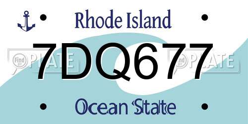 7DQ677 Rhode Island License Plate