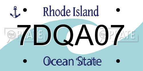 7DQA07 Rhode Island License Plate