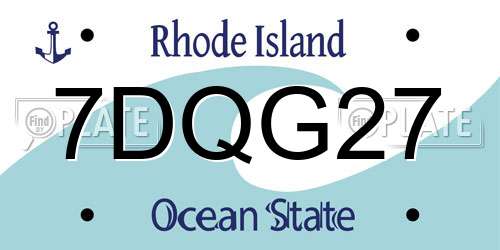 7DQG27 Rhode Island License Plate