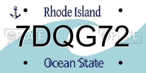 7DQG72 Rhode Island License Plate