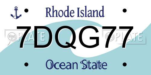 7DQG77 Rhode Island License Plate