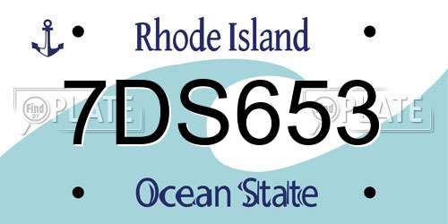 7DS653 Rhode Island License Plate