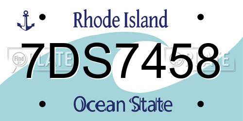 7DS7458 Rhode Island License Plate