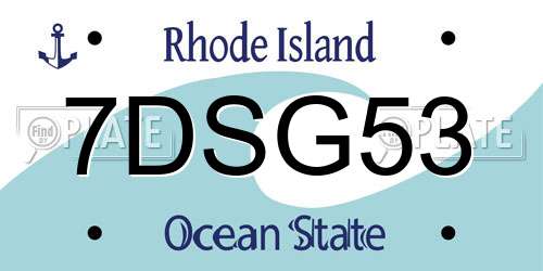 7DSG53 Rhode Island License Plate