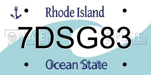 7DSG83 Rhode Island License Plate