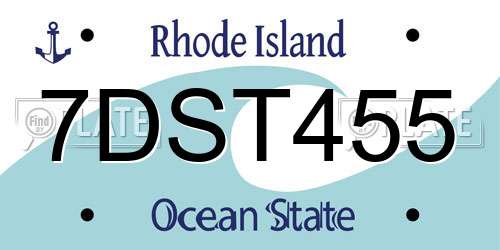7DST455 Rhode Island License Plate
