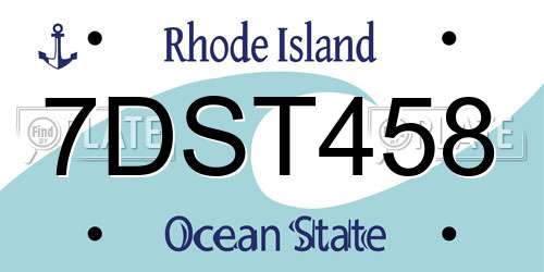 7DST458 Rhode Island License Plate