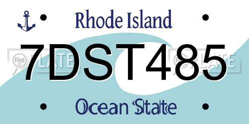 7DST485 Rhode Island License Plate