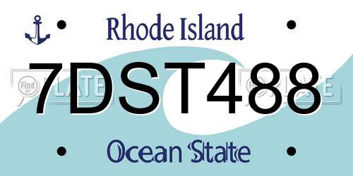 7DST488 Rhode Island License Plate