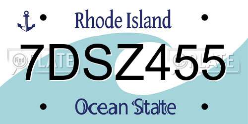 7DSZ455 Rhode Island License Plate