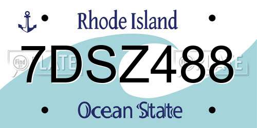 7DSZ488 Rhode Island License Plate