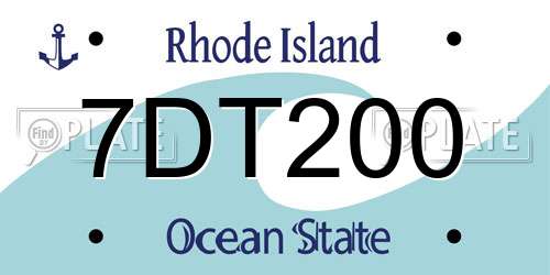 7DT200 Rhode Island License Plate