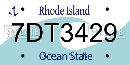 7DT3429 Rhode Island License Plate