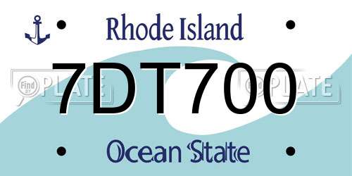7DT700 Rhode Island License Plate