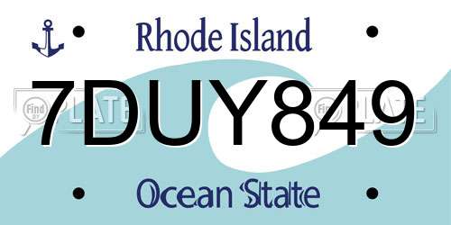 7DUY849 Rhode Island License Plate