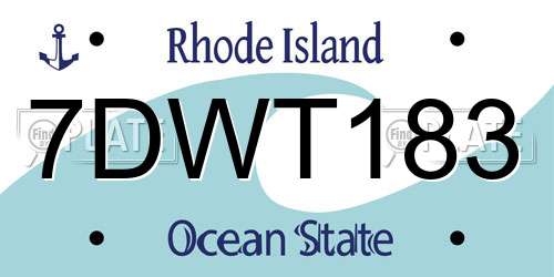 7DWT183 Rhode Island License Plate
