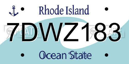 7DWZ183 Rhode Island License Plate