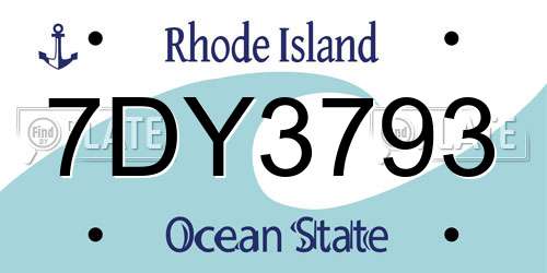 7DY3793 Rhode Island License Plate