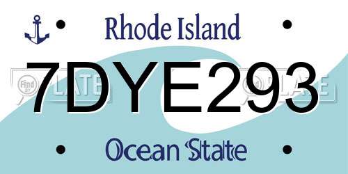 7DYE293 Rhode Island License Plate