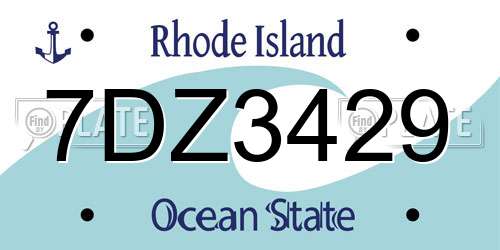 7DZ3429 Rhode Island License Plate