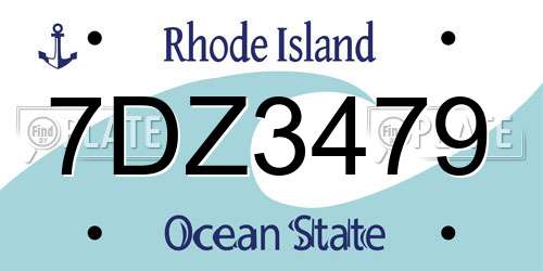 7DZ3479 Rhode Island License Plate