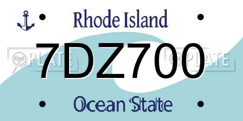 7DZ700 Rhode Island License Plate