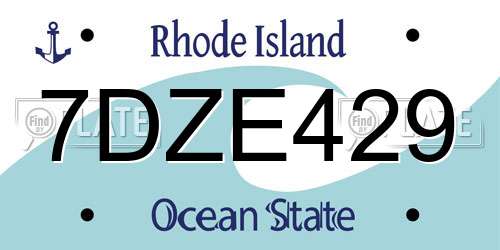 7DZE429 Rhode Island License Plate